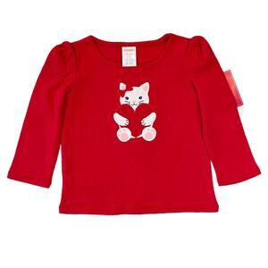 NWT Gymboree Girls Red W/Embroidered Valentine Heart Cat Top